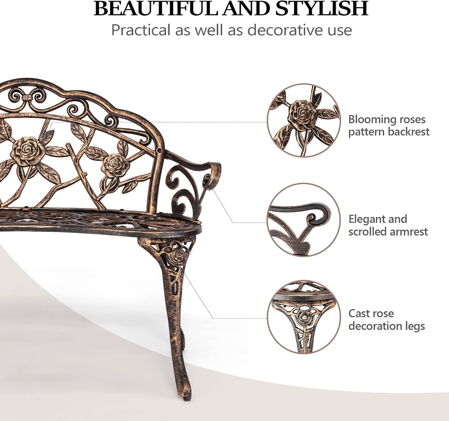 Banco de jardín de metal para  - Outdoor Furniture One Piece reseña y precio