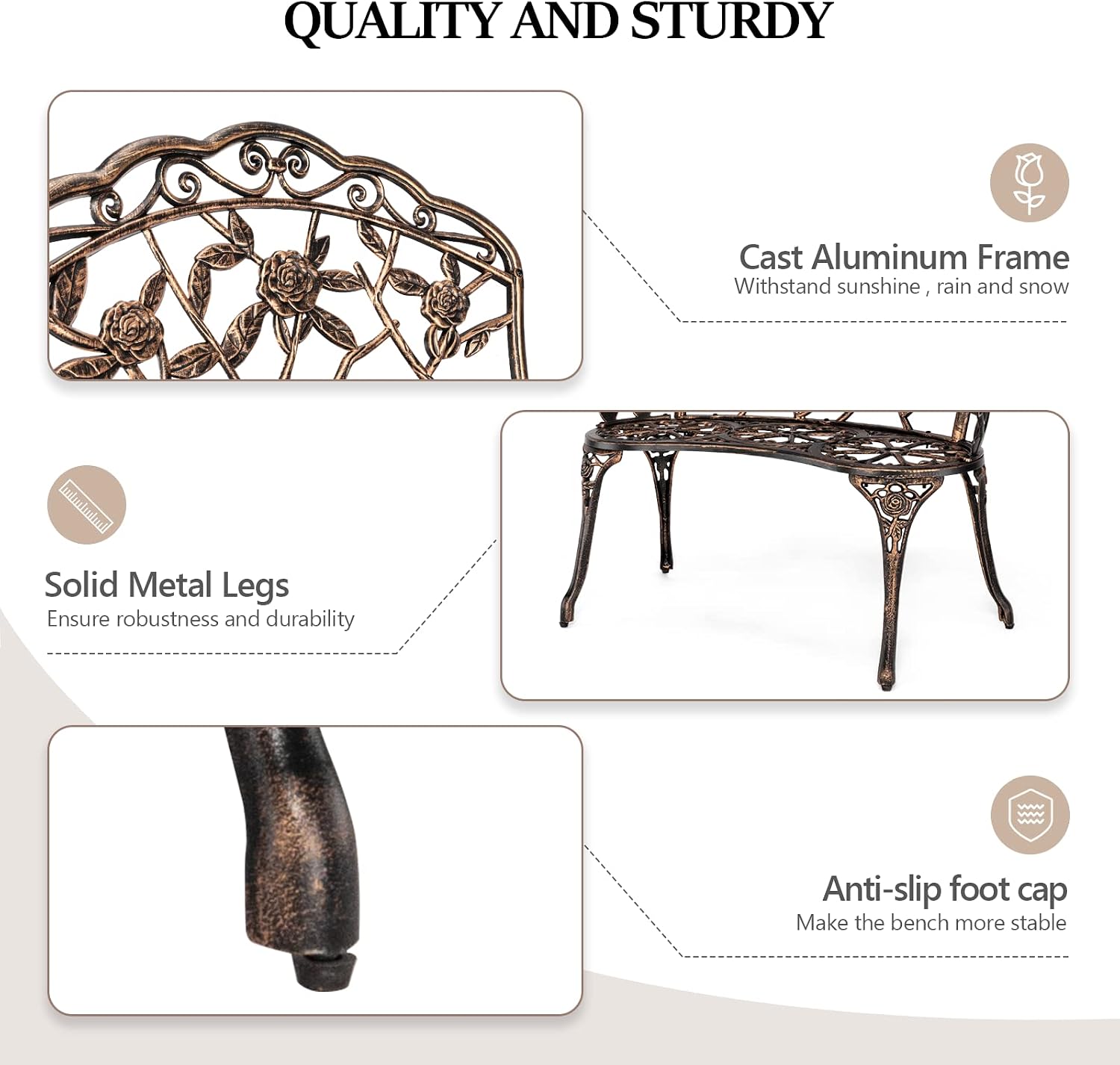 Banco de jardín de metal para  - Outdoor Furniture One Piece reseña y precio