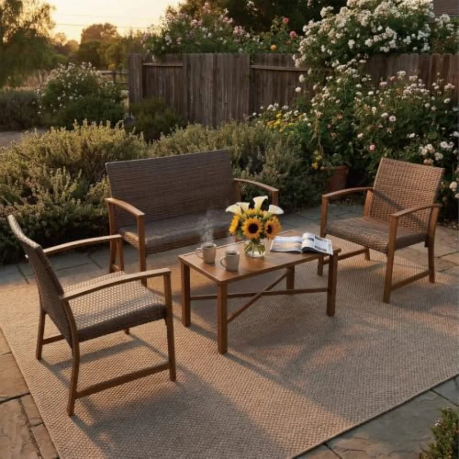 Juego de muebles de mimbre par - Outdoor Furniture Durable reseña y precio